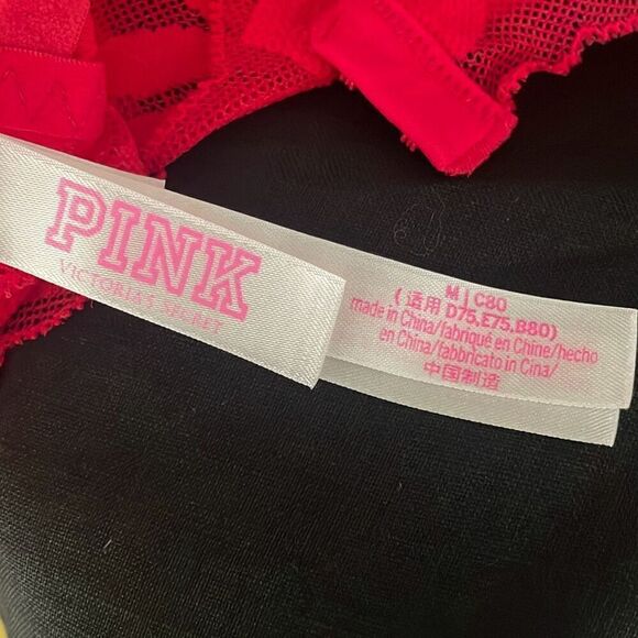 PINK Victoria’s Secret Lace Push-Up Bra Red M - Picture 5 of 7